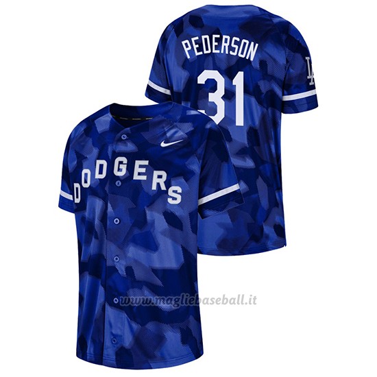 Maglia Baseball Hombre Los Angeles Dodgers Joc Pederson Camuffamento Autentico Collezione Blu